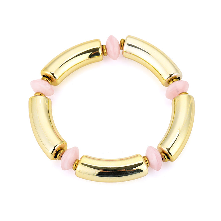 Kralenarmband - goud & roze