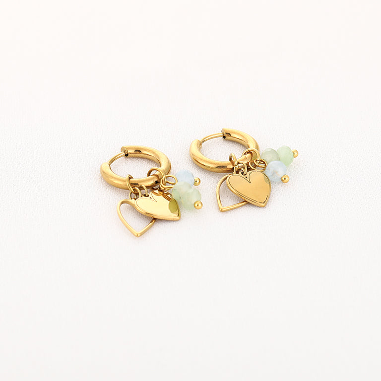 Oorbellen goud & mint groen
