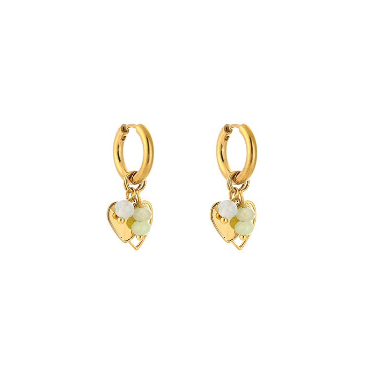 Oorbellen goud & mint groen
