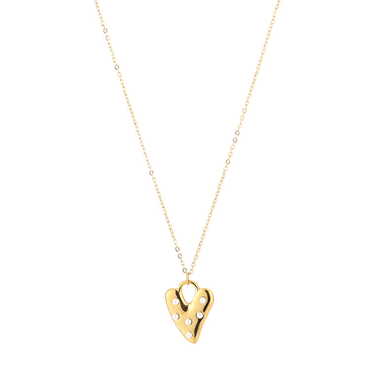 Ketting met hartje & pareltjes