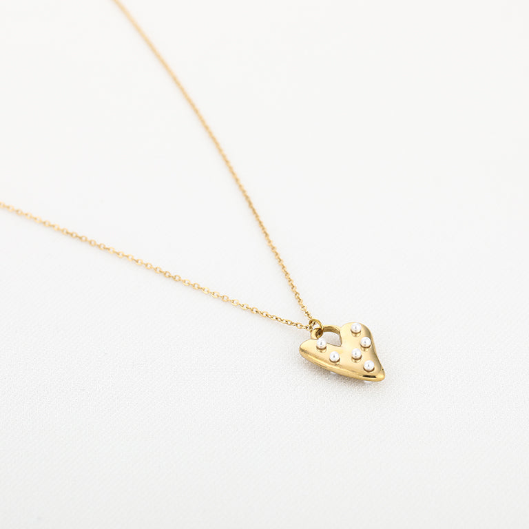 Ketting met hartje & pareltjes
